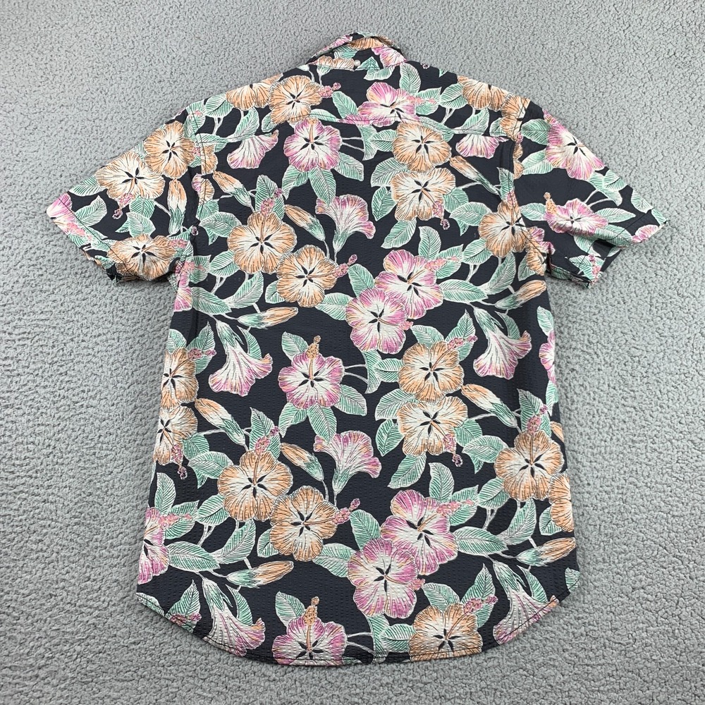 Chubbies Shirt Mens Medium Black Pink Floral All Over Nylon Stretch Short Sleeve - Picture 3 of 13